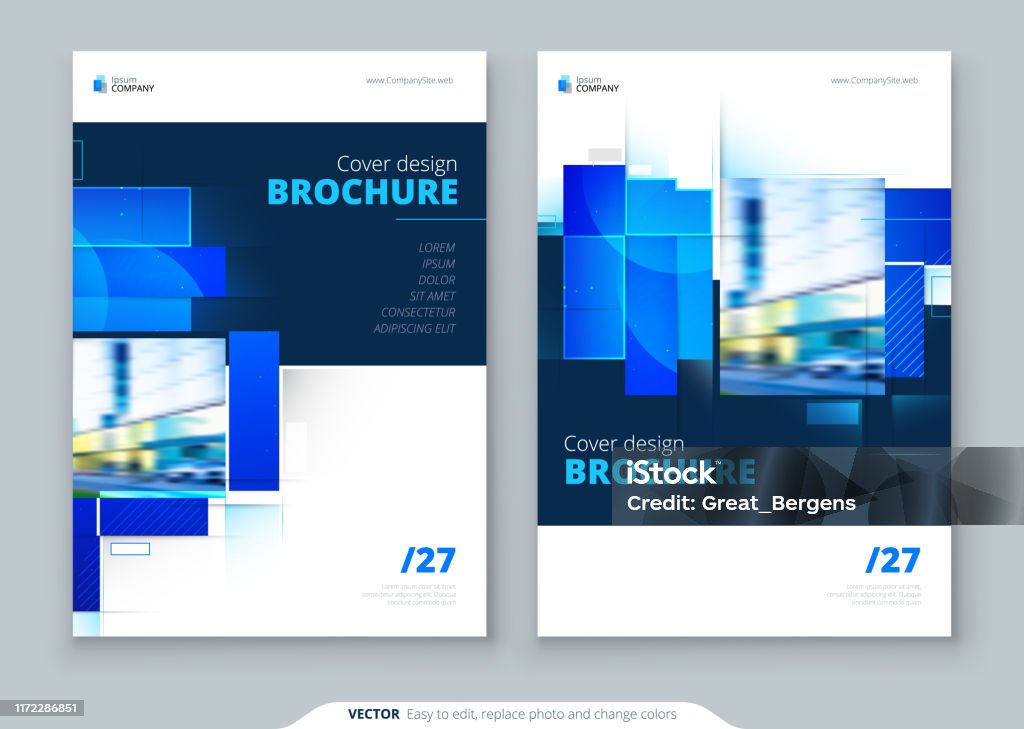 Blaue Broschüre Cover Vorlage Layoutdesign Geschäftsbericht Katalog