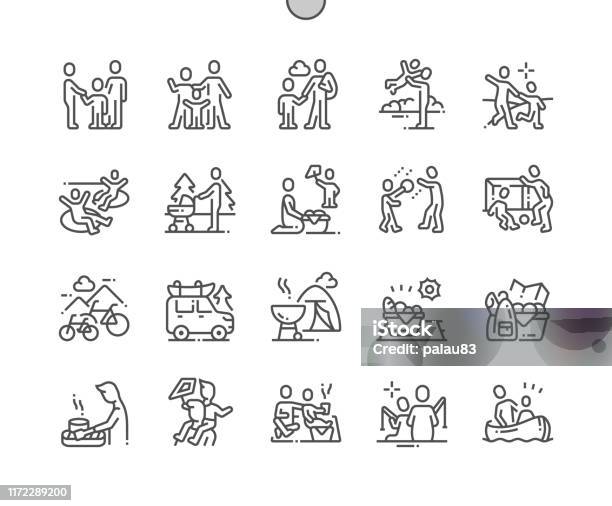Family Outdoor Recreation Wellcrafted Pixel Perfect Vector Thin Line Icons 30 2x Grid For Web Graphics And Apps Simple Minimal Pictogram Stock Illustration - Download Image Now