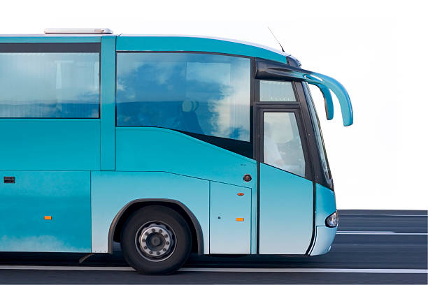 istock Blue tour bus isolated on white. 117229017