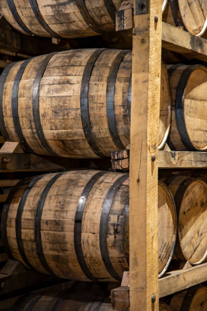 istock Stack of whisky in oak barrels 1172292362