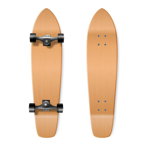 istock Skateboarding. Vector Realistic 3d Render Blank Brown Wooden Skateboard Icon Set Closeup Isolated on White Background. Design Template of Skate Board Showing the Top and Bottom for Mockup. Top view 1172297148