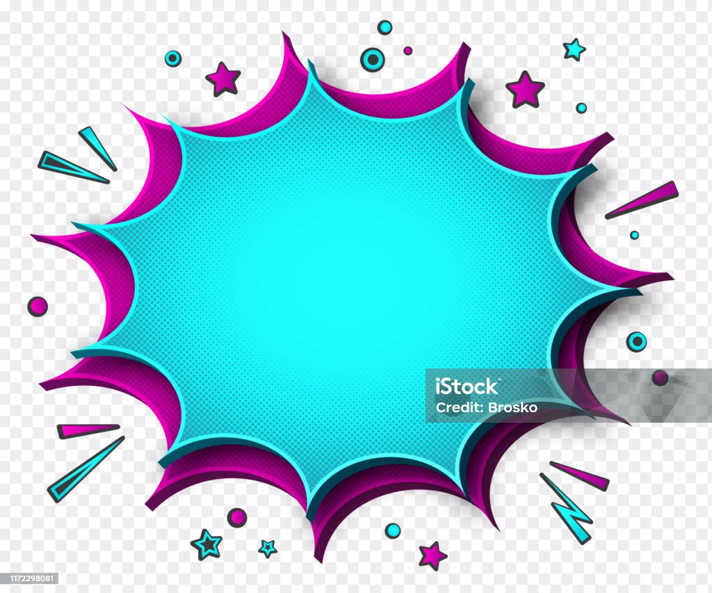Comics Background Cartoon Poster In Pop Art Style With Purpleblue Speech  Bubbles With Halftone And Sound Effects Stock Illustration - Download Image  Now - iStock