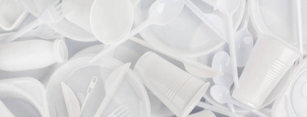 istock Food plastic on grey background. Concept of Recycling plastic and ecology. Plastic waste. Flat lay, top view 1172299521
