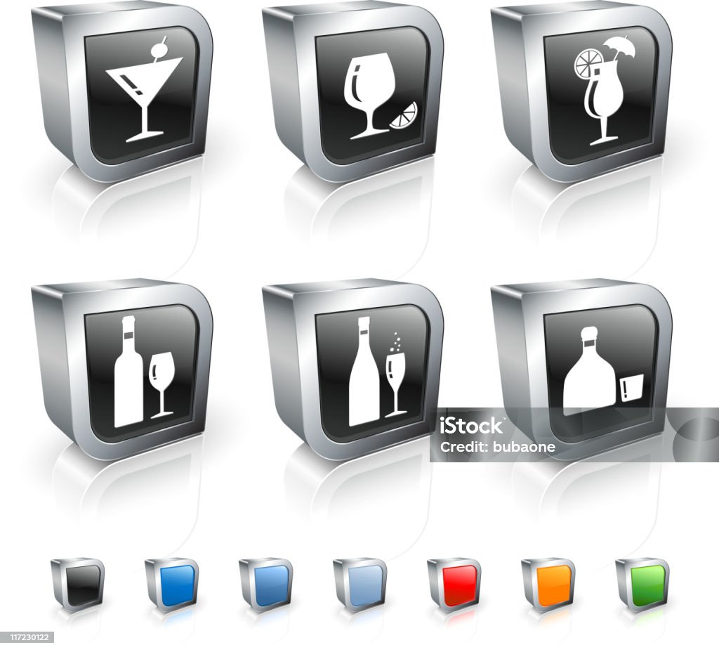Alcoholic beverages 3D royalty free vector icon set Alcoholic beverages 3D icon set Alcohol - Drink stock vector