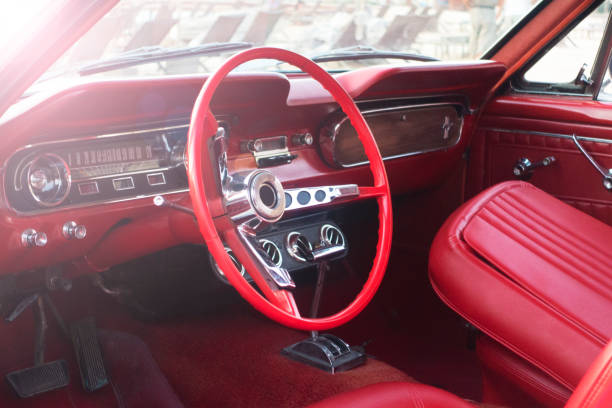 istock Vintage red colored  American car interior 1172304932
