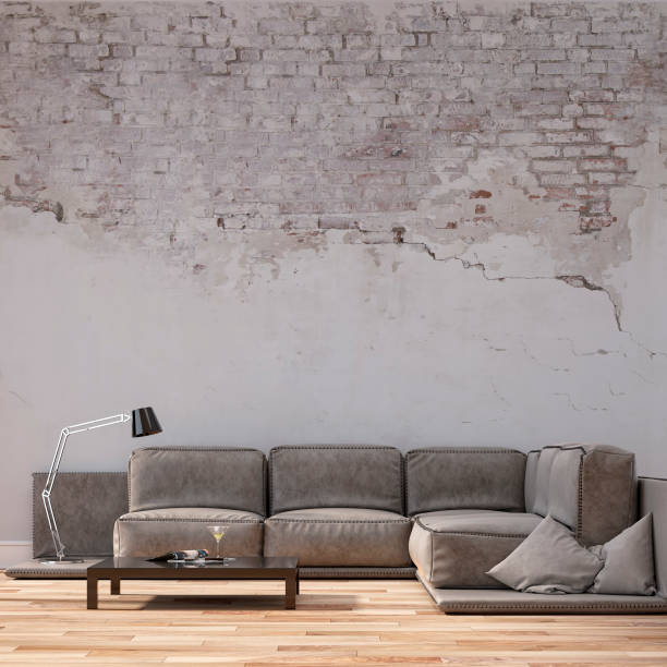 istock Empty living room with sofa - ruined wall 1172306041