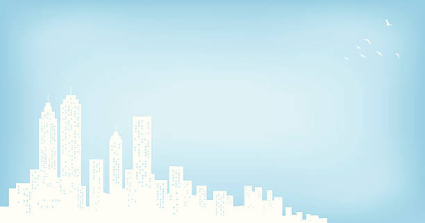 City Skyline with blue sky and copyspace silhouette vector art illustration