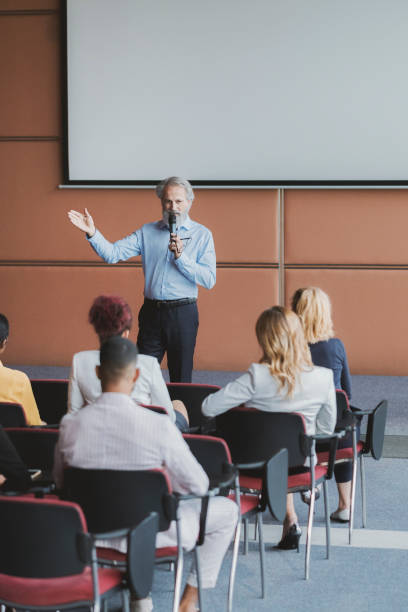 istock Businessman lectures at conference event 1172322397