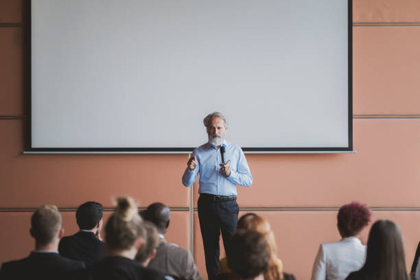 istock Businessman lectures at conference event 1172322877
