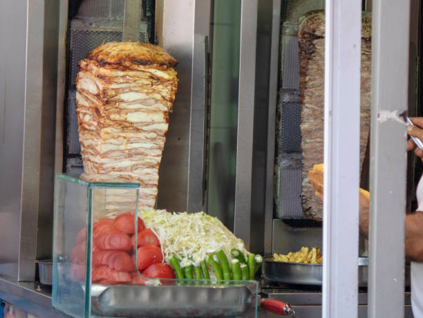 istock Doner kebab counter. It's got chicken meat. Along with chopped lettuce and tomatoes. 1172326310