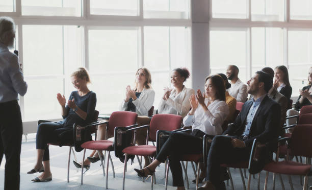 istock Businessman lectures at conference event 1172326472