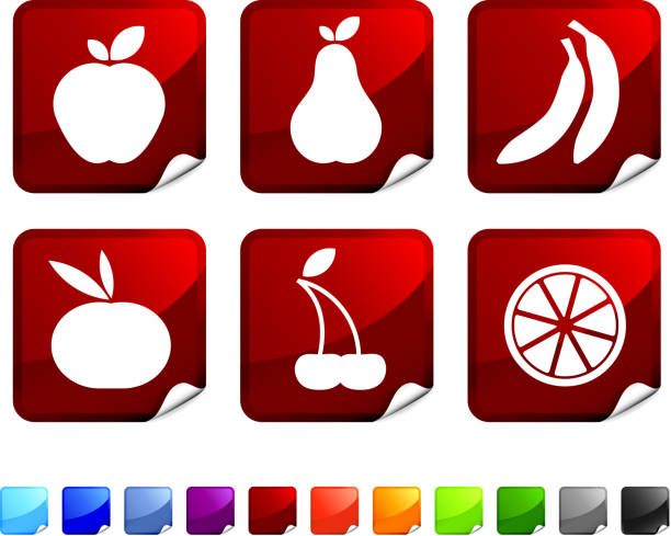 obst lizenzfreie vektor icon-set - apple granny smith apple red green stock-grafiken, -clipart, -cartoons und -symbole