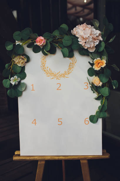 istock Beautiful elegant stylish wedding guest table list on board. 1172334732