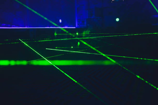 istock Laser tag play arena with fluorescent paint, energiser room. 1172334786