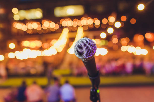 istock Microphone on stage for opening ceremony and performances. Blurring the movie scene. 1172334863