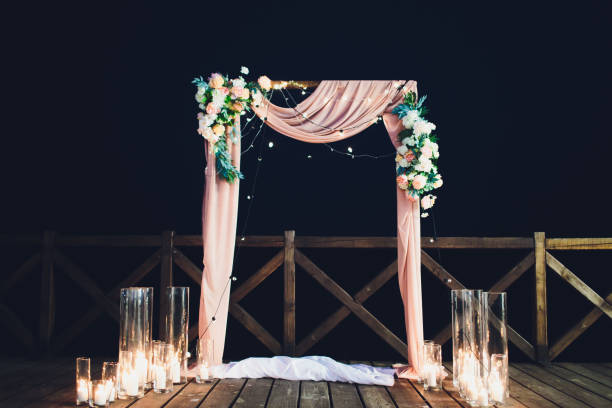istock Wedding arch for wedding ceremony. Beautiful wedding decor in rustic style. 1172338040