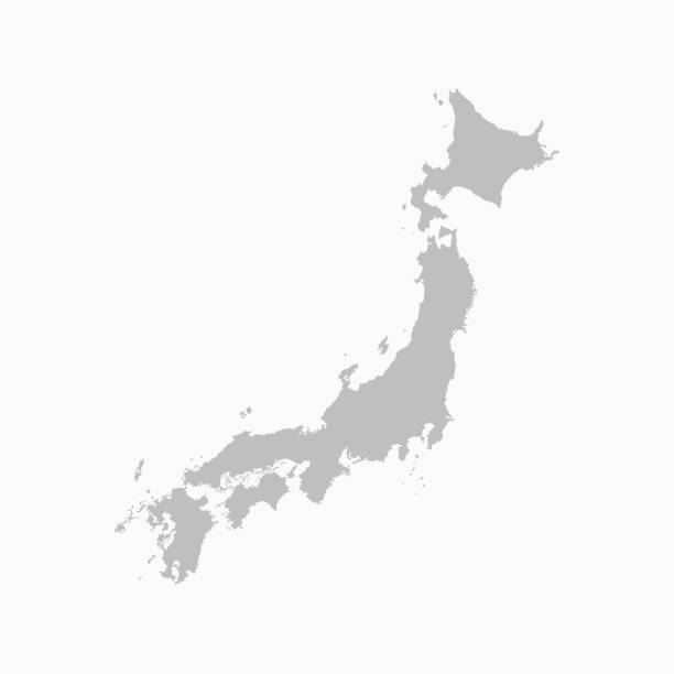 япония страна карта японских островов вектор шаблон - japan stock illustrations