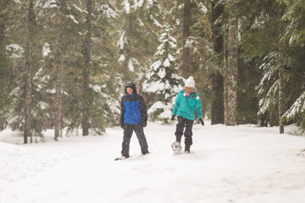 istock A senior couple snowshoeing in the forest 1172345977