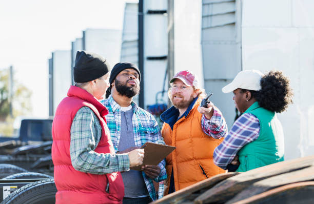 istock Workers at trucking company having meeting 1172346025