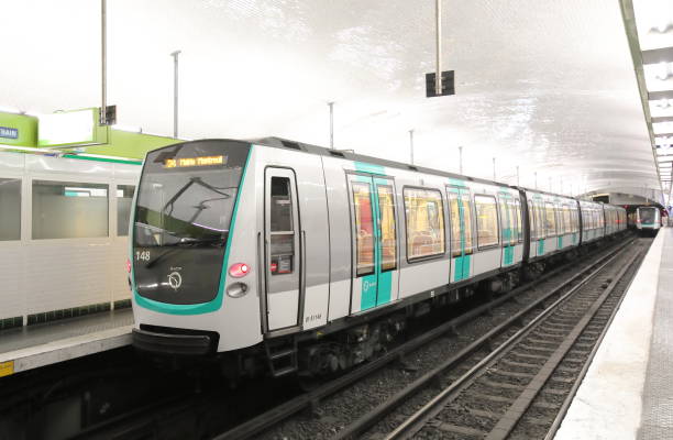 Paris France - May 25, 2019: Subway metro train Paris France