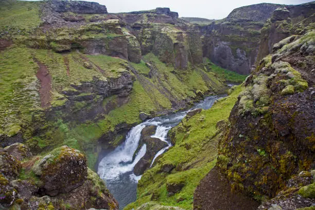 Waterfalls on the Skoda river. Iceland