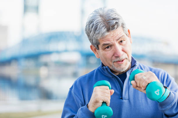 istock Senior Hispanic man exercising outdoors 1172348795