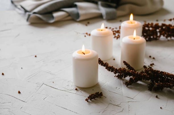 istock White Candles As Decoration On The Table 1172364466