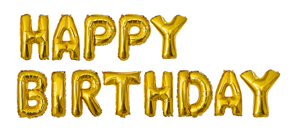 Happy Birthday gold foil balloon letters