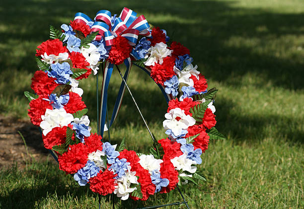 View of a patriotic memorial wreath.