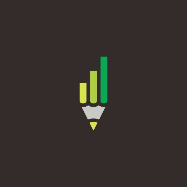 ilustrações de stock, clip art, desenhos animados e ícones de pencil and vertical chart for financial design inspiration - school pencil