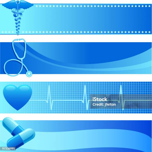 Medical Banners Stock Illustration - Download Image Now - Electrocardiography, Backgrounds, Blank