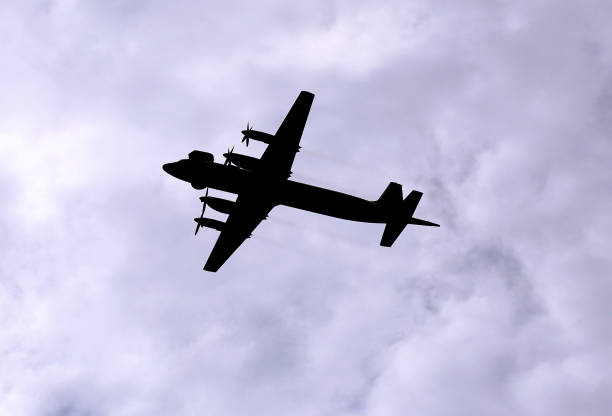 istock Silhouette of the  Russian land-based naval aviation plane 1172376698