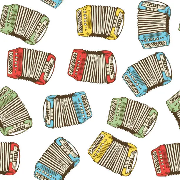 Vector illustration of Seamless Pattern. Bayans or Accordions