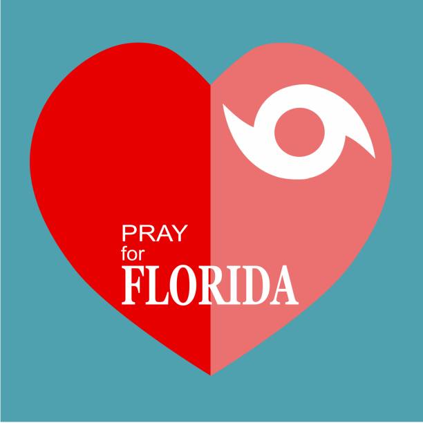붉은 마음으로 플로리다 일러스트레이션을 위해 기도하십시오. - hurricane florida stock illustrations