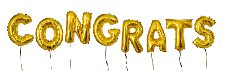 Congratulations gold foil balloon letters