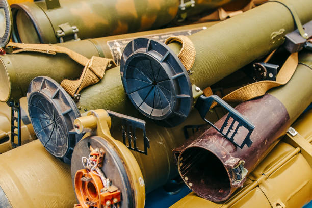 istock A bunch of used grenade launchers lying on the table 1172402913