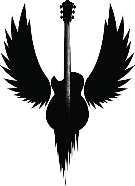 Vector illustration of Winged Guitar with melting strings