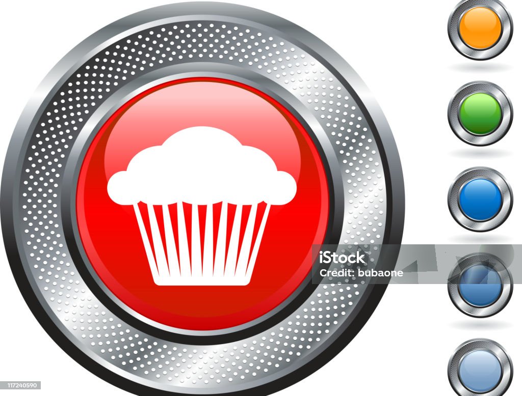 cupcake Bolinho arte vetorizada isenta de royalties no botão metálico - Vetor de Assado no Forno royalty-free