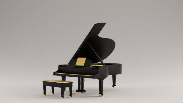 istock Black and Gold Grand Piano 3 Quarter Left View 1172405912