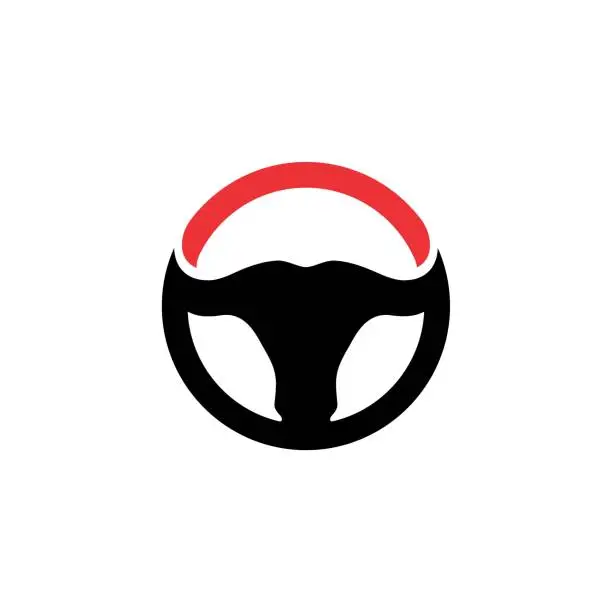 Vector illustration of Steering Wheel and Bull Head design