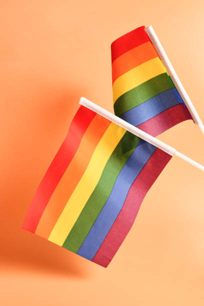 istock LGBT flag on orange background. Copy space. 1172407503