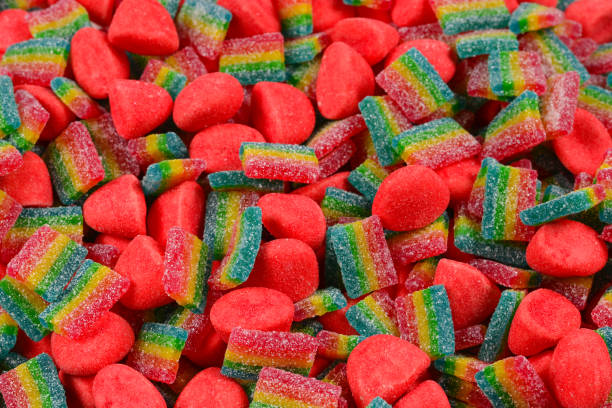 istock Assorted colorful gummy candies. Top view. Jelly  sweets. 1172408992