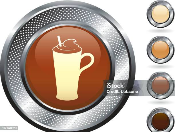 Tazza Di Cappuccino Arte Vettoriale Royaltyfree Su Bottoni Metallici - Immagini vettoriali stock e altre immagini di Argentato