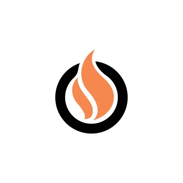 Vector illustration of Flame with Letter O  design