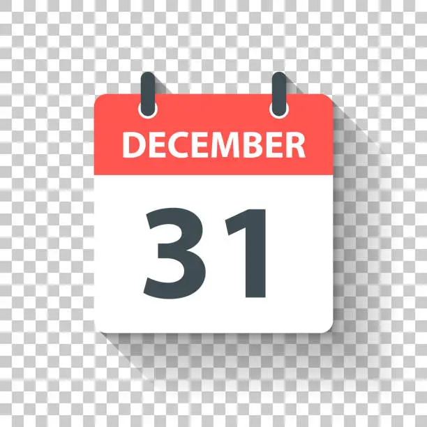 Vector illustration of December 31 - Daily Calendar Icon in flat design style