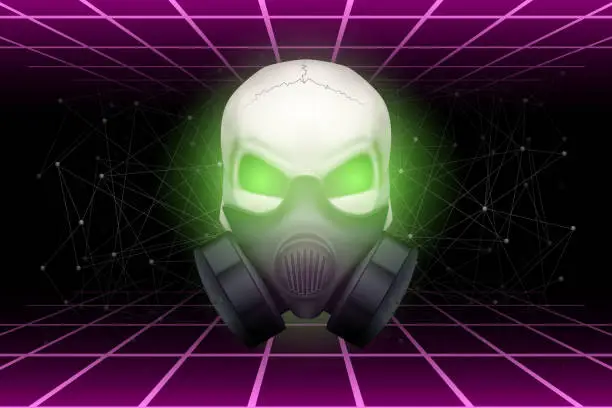 Vector illustration of Future retro synthwave cyberpunk background