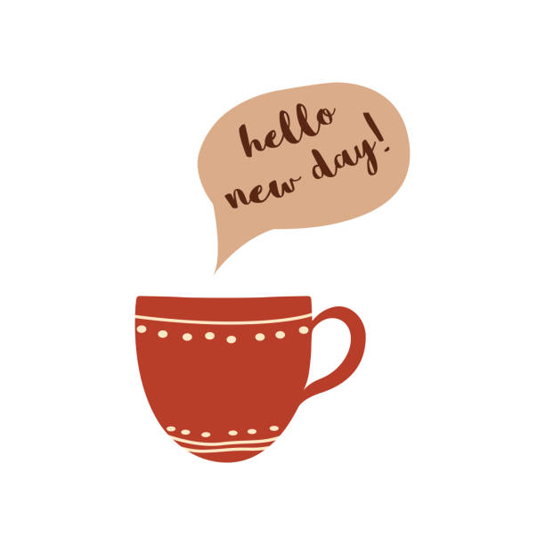 istock Life quote Hello new day Cute coffee tea cup Inspirational thought Morning phrase Positive text 1172418752