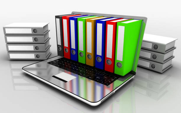 laptop and many folders concept.
