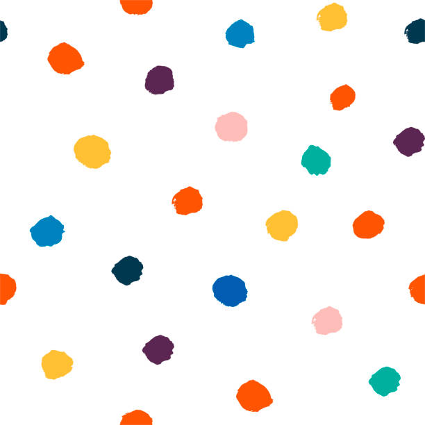 Polka dots. Colored spots on white background. Seamless pattern for printing on fabric, knitwear, wrapping paper. Polka dots. Colored spots on white background. Seamless pattern for printing on fabric, knitwear, wrapping paper. paint designs stock illustrations
