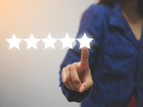 excellence rating online concept, customer 5 stars review, positive feedback of satisfied customer
